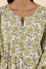 Green Floral Kaftan Set
