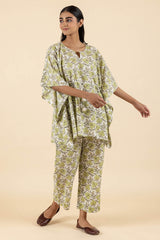 Green Floral Kaftan Set