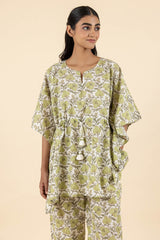 Green Floral Kaftan Set
