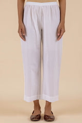 White Wide Legged Cambric Trousers