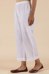 White Wide Legged Cambric Trousers