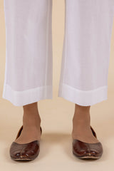 White Wide Legged Cambric Trousers