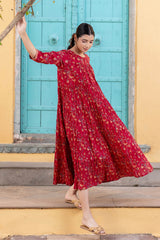 Dotted Paisley Tiered Dress