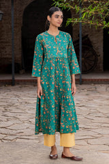 Green Dotted Paisley Kurta