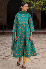 Green Dotted Paisley Kurta