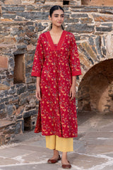 Red Dotted Paisley Kurta