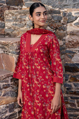 Red Dotted Paisley Kurta