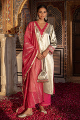 Gulabi Chanderi Dupatta