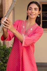 Pink Polka Embroidered Kurta