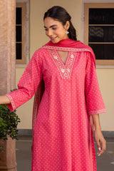 Pink Polka Embroidered Kurta