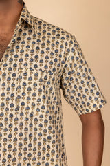 Cream Printed Cotton Shirt