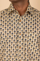 Cream Printed Cotton Shirt