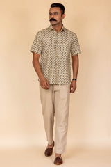 Cream Printed Cotton Shirt