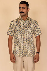 Cream Printed Cotton Shirt