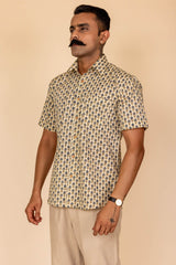 Cream Printed Cotton Shirt