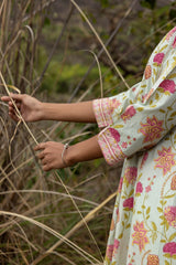 French Green V-Neck Kurta