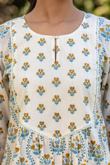 Floral Grid Yoke Kurta
