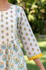 Floral Grid Yoke Kurta