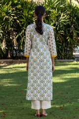 Floral Grid Yoke Kurta