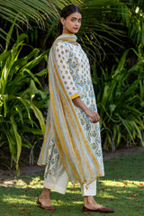 Floral Grid Yoke Kurta