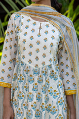 Floral Grid Yoke Kurta