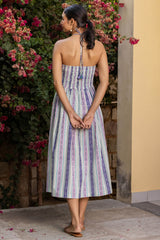 Floral Border Halter Dress