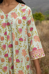 French Green Pleated Kurta