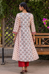 Gathered Floral Grid Kurta