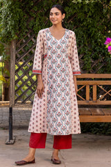 Gathered Floral Grid Kurta