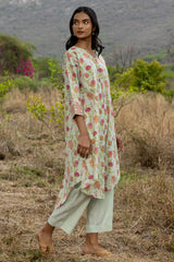 French Green Pleated Kurta