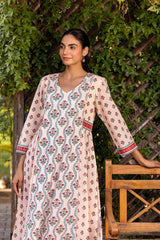 Gathered Floral Grid Kurta