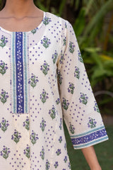 Slim Floral Grid Kurta