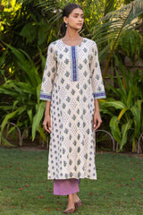 Slim Floral Grid Kurta