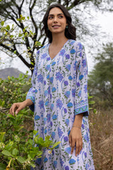 Periwinkle Pleated Kurta
