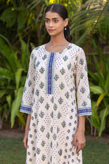 Slim Floral Grid Kurta