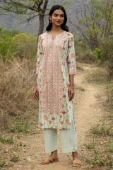 French Green Panel Kurta