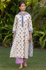 Slim Floral Grid Kurta