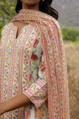 French Green Panel Kurta