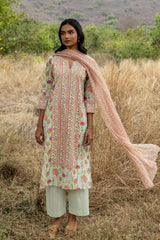 French Green Panel Kurta