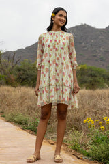 French Green Chiffon Dress