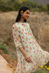 French Green Chiffon Dress