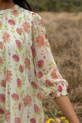 French Green Chiffon Dress