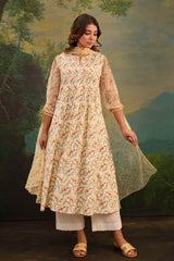 The Ecru Pleated Kurta