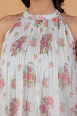 Pink Peonies Chiffon Dress