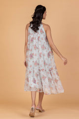 Pink Peonies Chiffon Dress