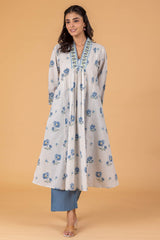 Blue Floral Grid Kurta
