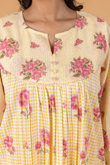 Yellow Checked Kurta