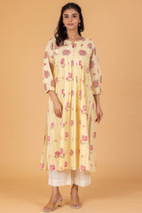 Yellow Checked Kurta