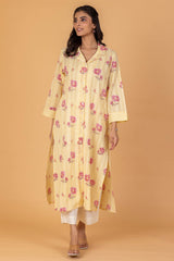 Yellow Checked Shirt Kurta