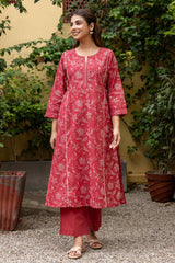 Scarlet Floral Kurta